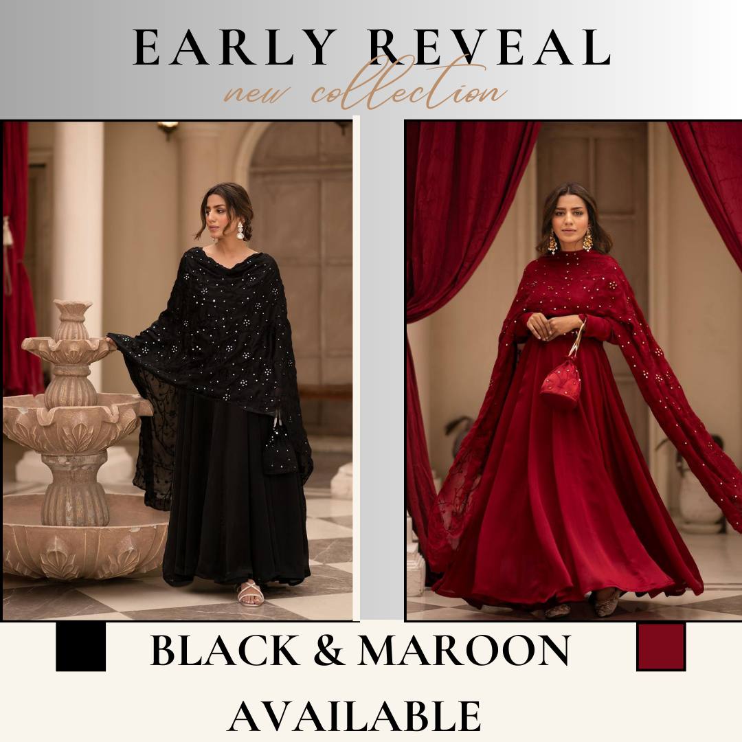 Tranding Black And Red Embroidered Suit Set