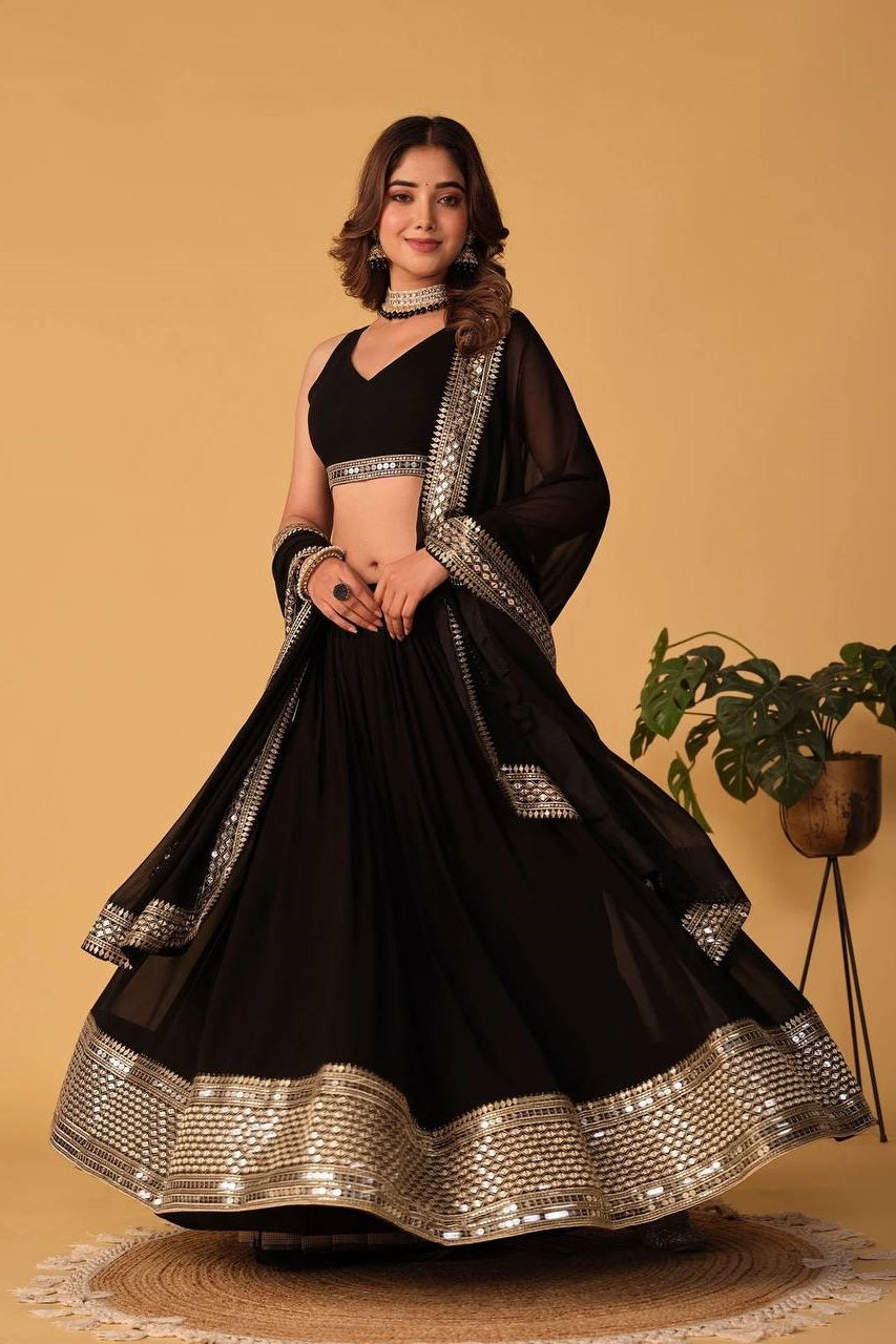 Beautiful Black Color Embroidered Premium Lehenga Choli