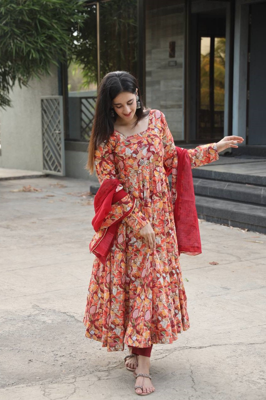 Superhit Muslin Fabric Anarkali Suit Set