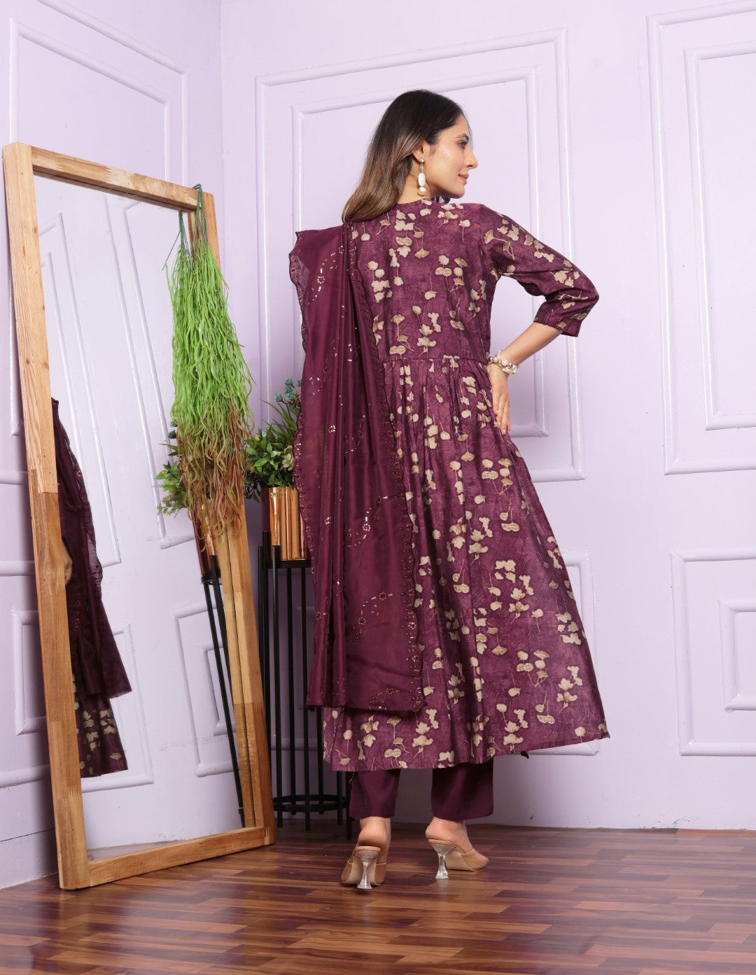 Luxuriant Modal Silk Maroon Color Aliya Kurta With Pent