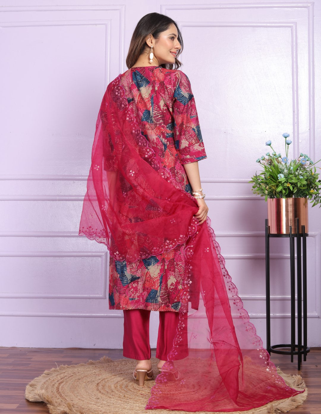 Unique Hand Work Pink Color Kurti With Pent