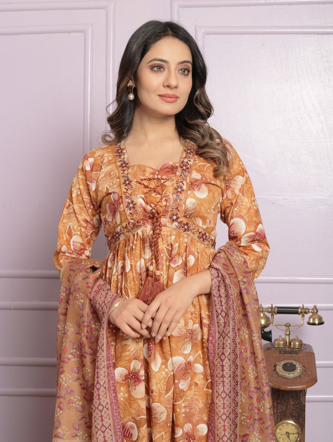 Graceful Cotton Embroidery Work Mustard Color Kurta With Pent