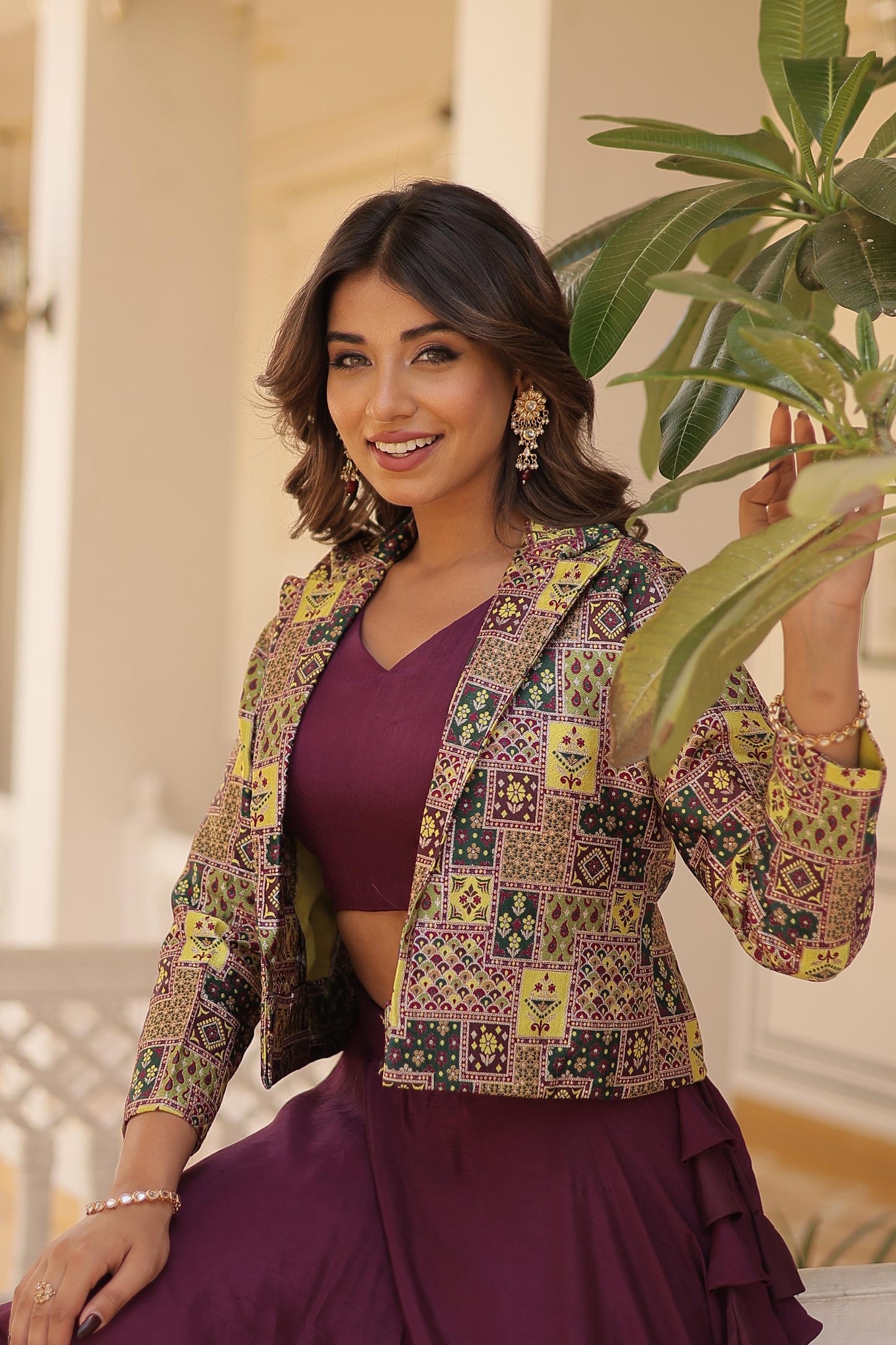 Pretty Chinnon Purple, Pink And Blue Color Lehenga Choli With Koti