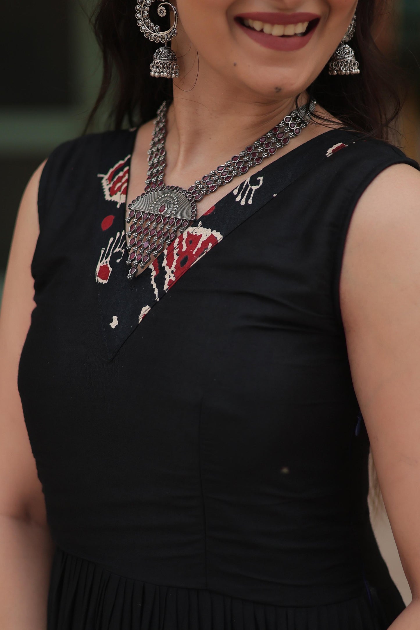 Festive Wear Reyon Printed Maroon & Black Color Gown