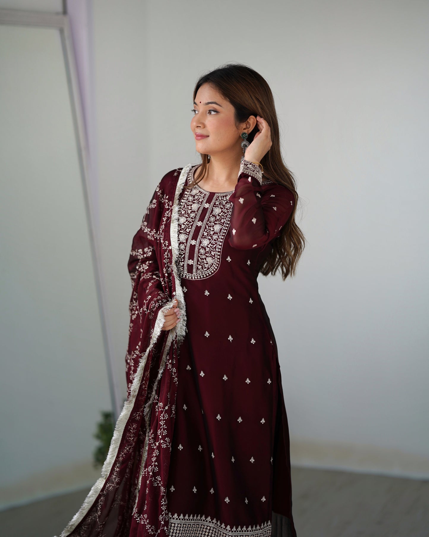 Function Wear Rangoli Silk Wine And Maroon Color Kurta With Pent