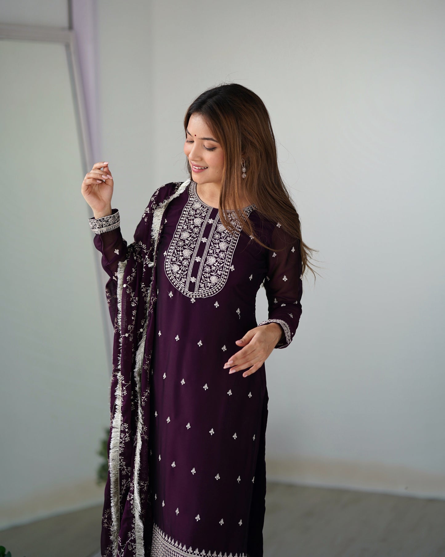 Function Wear Rangoli Silk Wine And Maroon Color Kurta With Pent