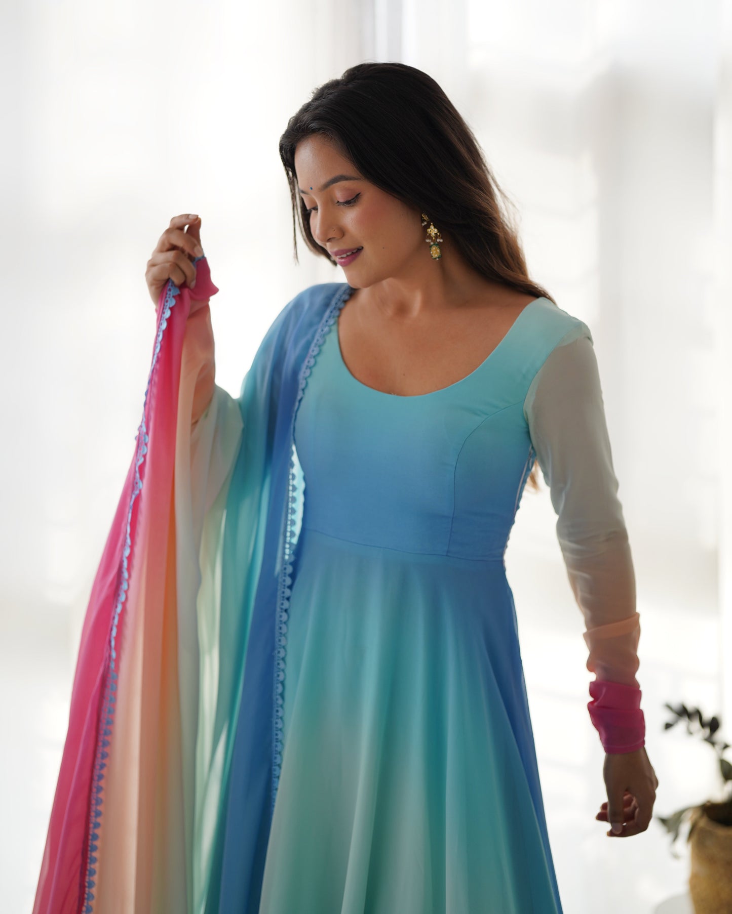 Festive Wear Georgette Multi Color Anarkali Gown