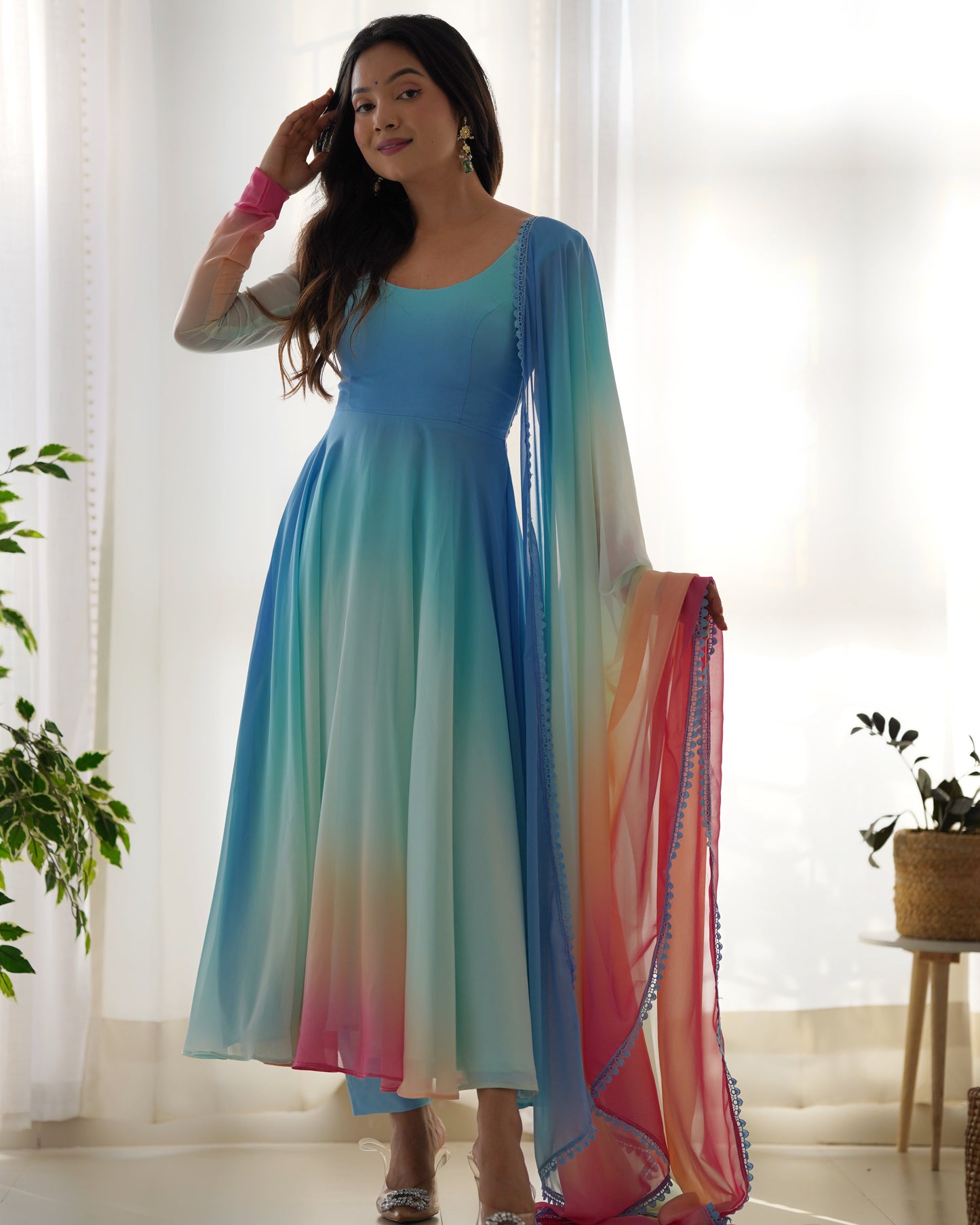 Festive Wear Georgette Multi Color Anarkali Gown