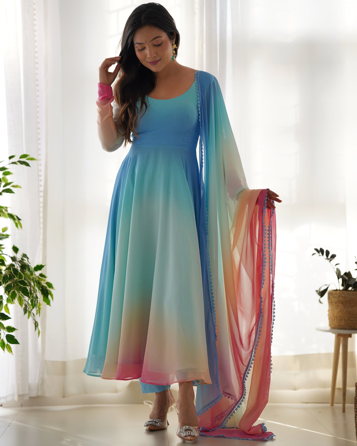 Festive Wear Georgette Multi Color Anarkali Gown
