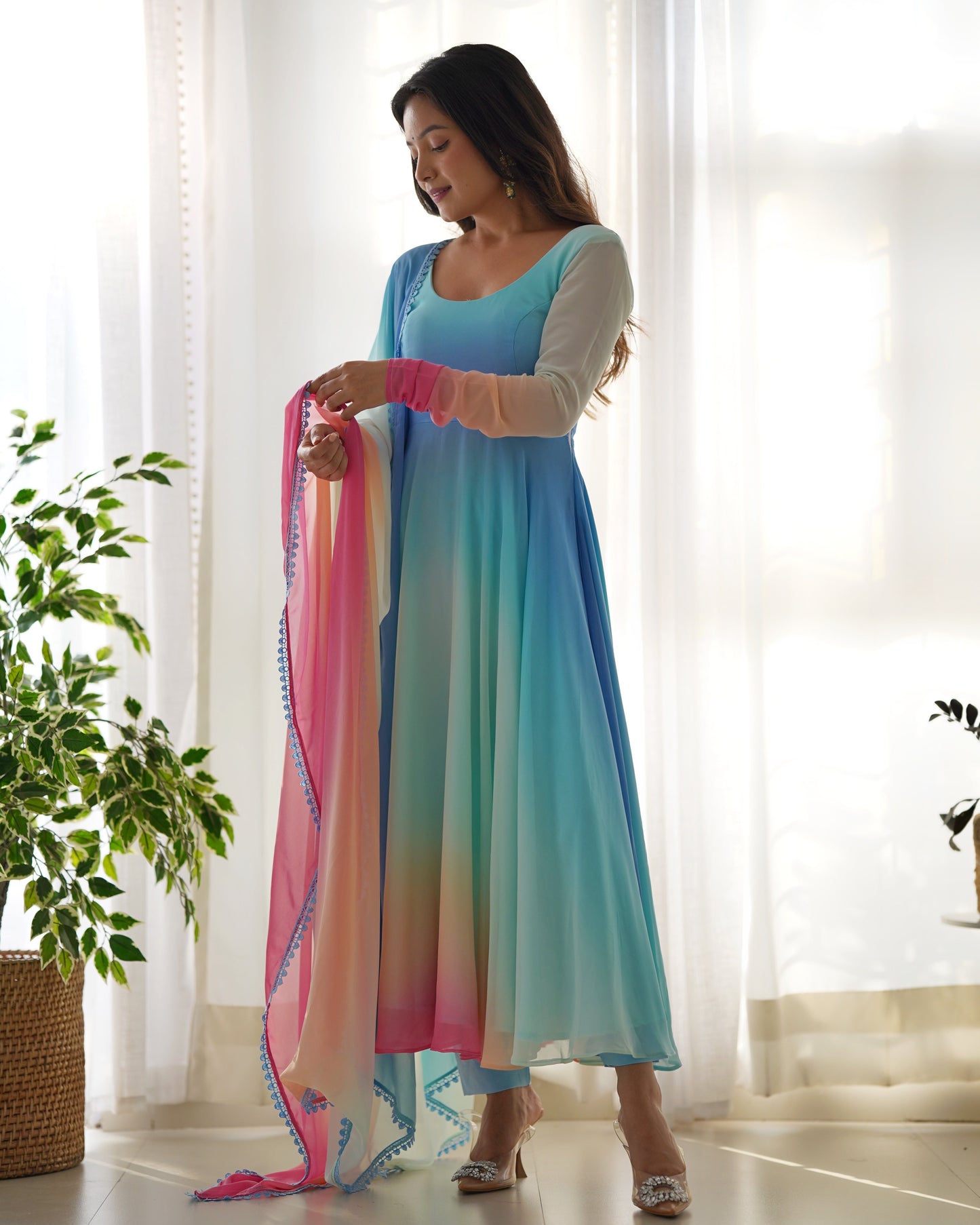 Festive Wear Georgette Multi Color Anarkali Gown