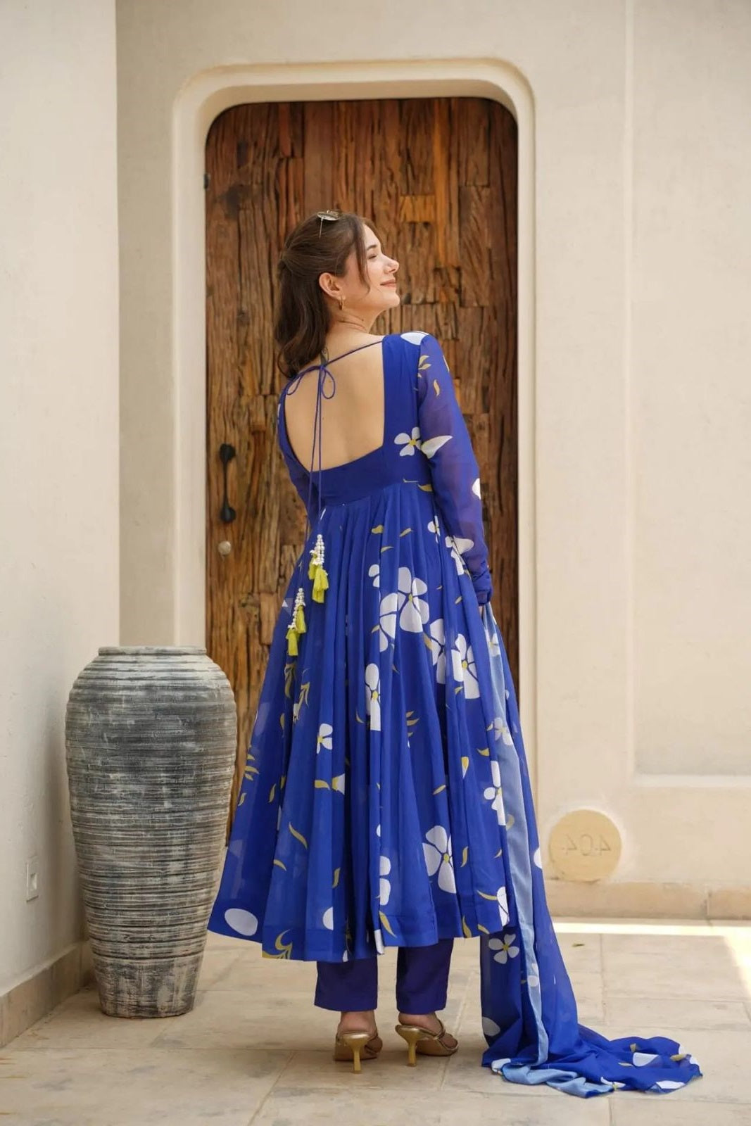 Classy Blue Color Digital Print Anarkali Suit Set TD-6011