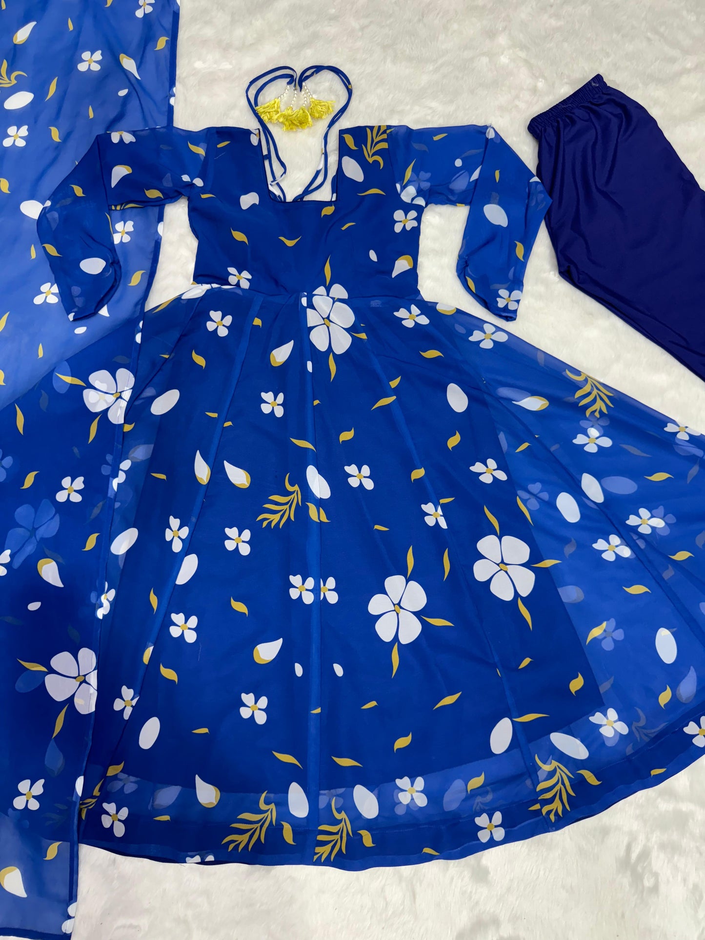 Classy Blue Color Digital Print Anarkali Suit Set TD-6011