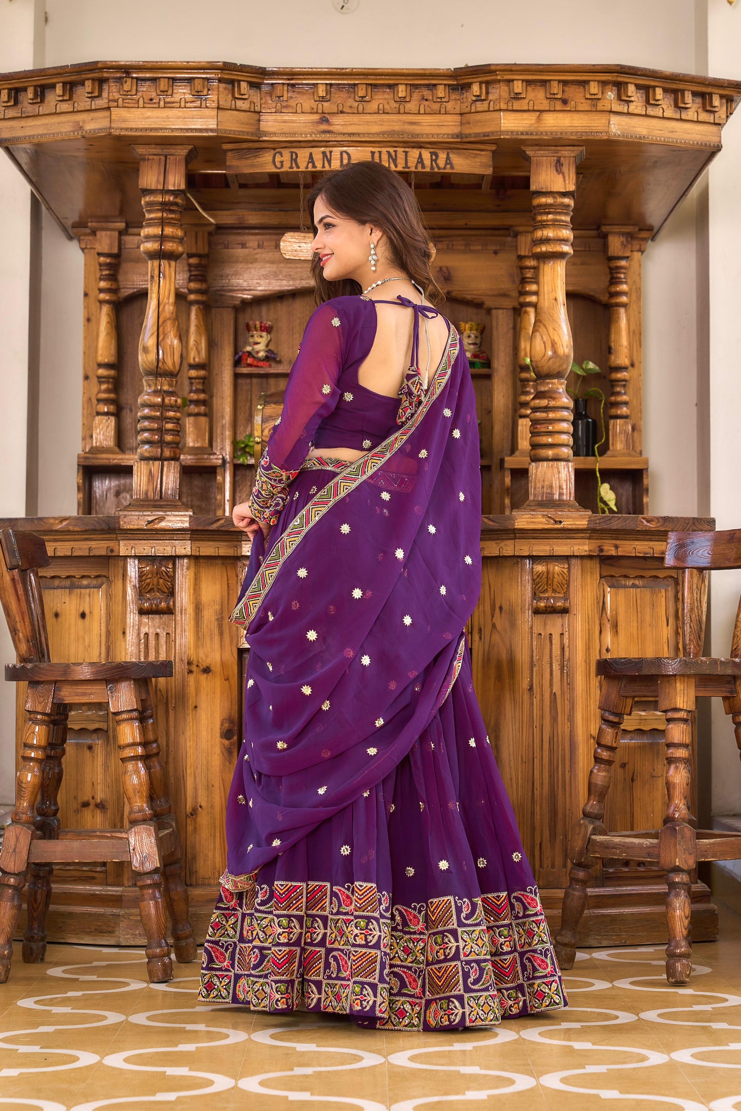 Stunning Georgette Purple And Pink Color Lehenga Choli