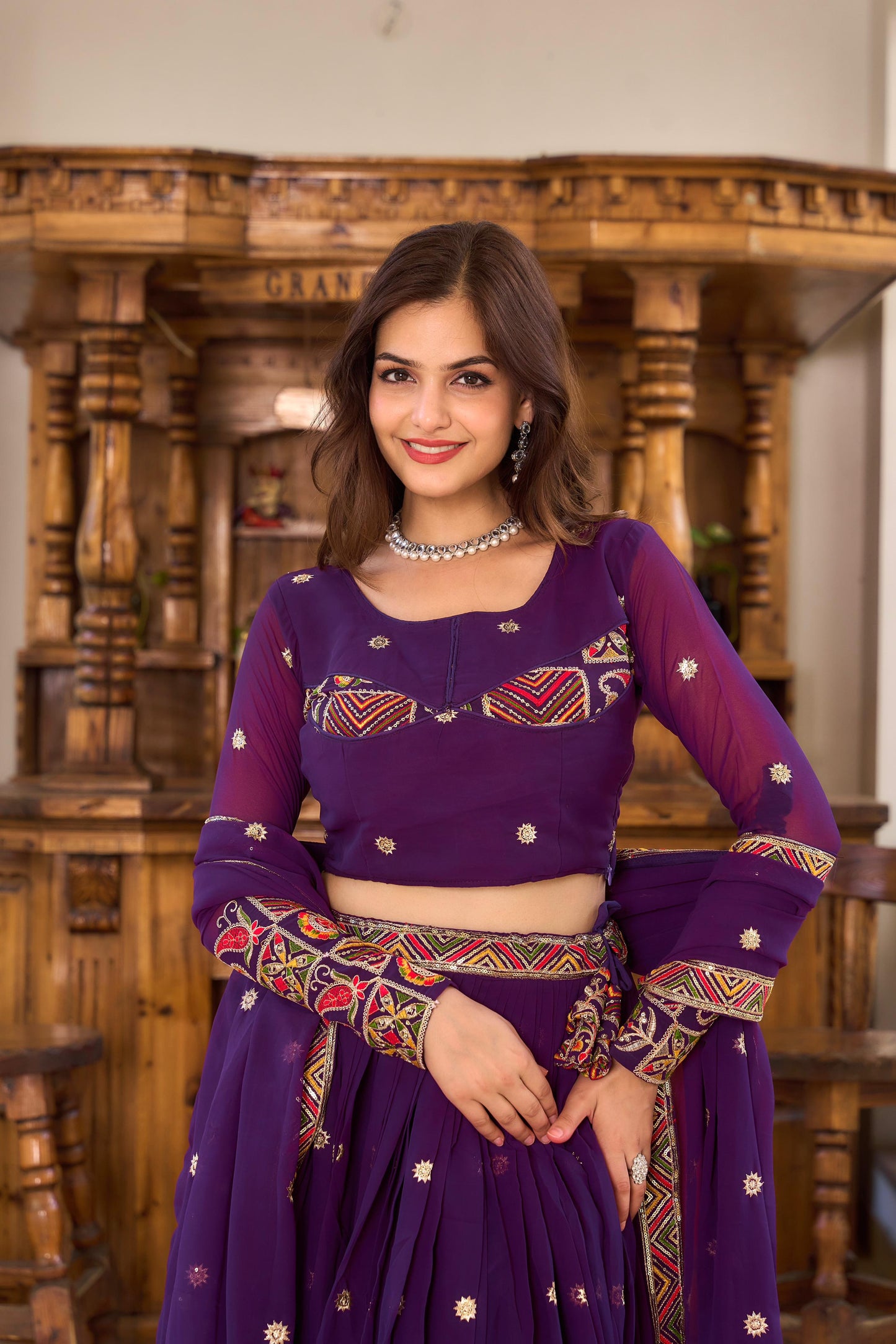 Stunning Georgette Purple And Pink Color Lehenga Choli