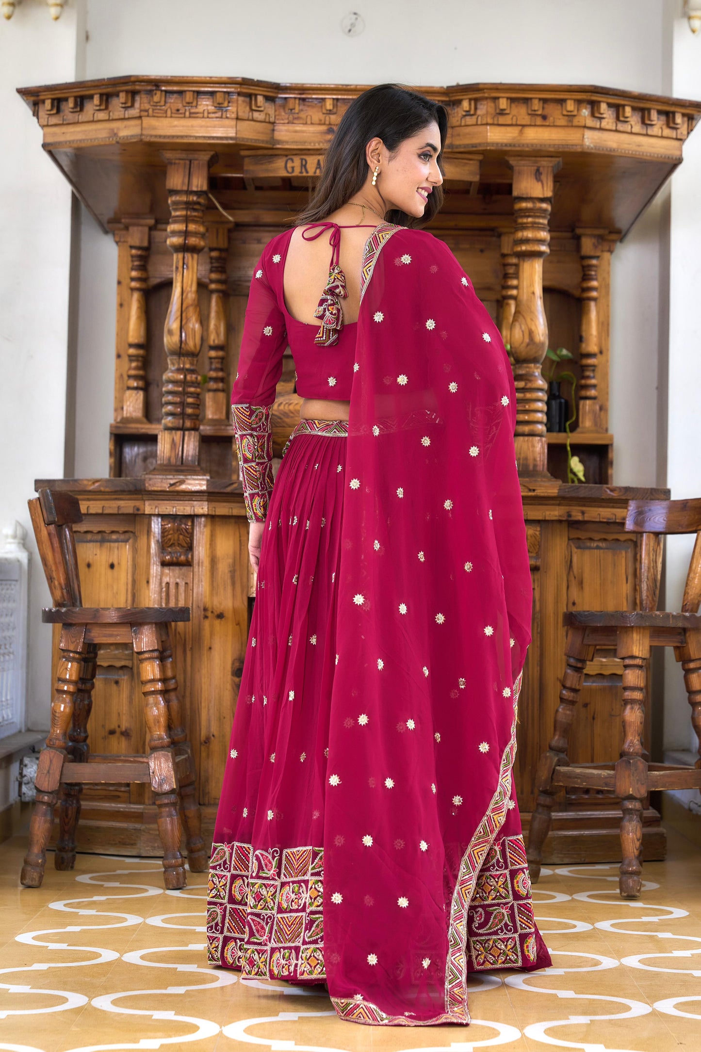 Stunning Georgette Purple And Pink Color Lehenga Choli