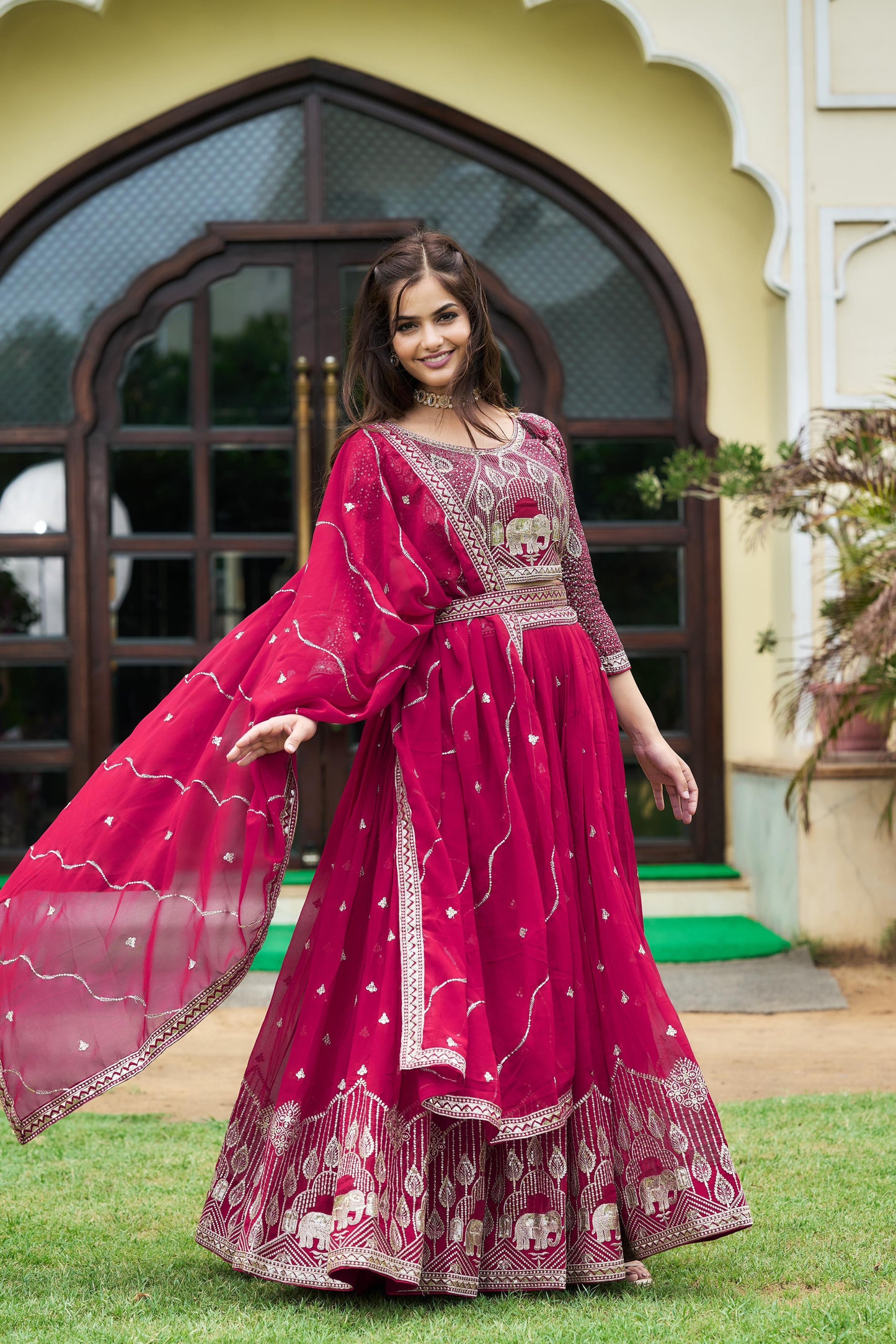 Stunning Sequence Work Pink & Purple Color Lehenga Choli