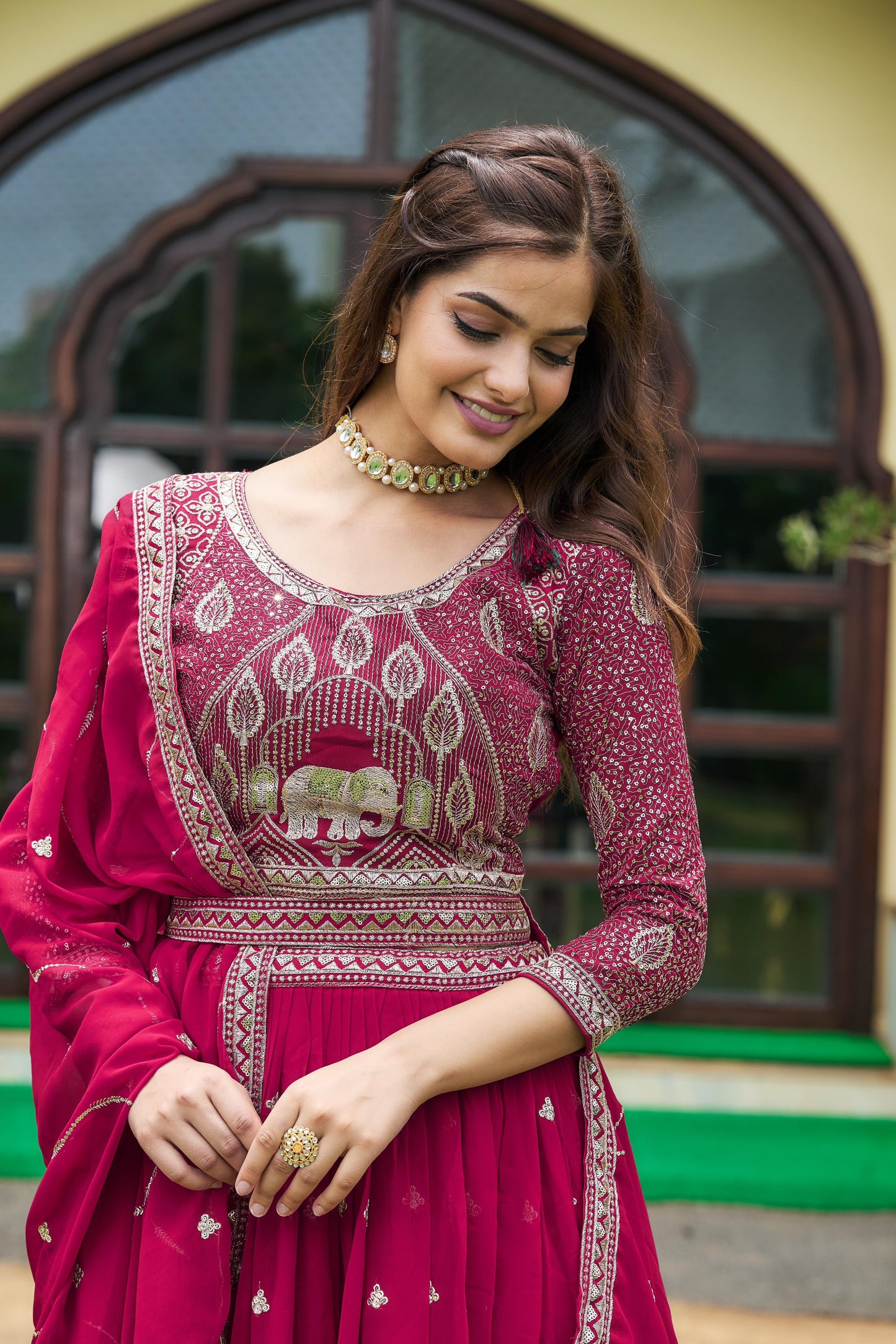 Stunning Sequence Work Pink & Purple Color Lehenga Choli