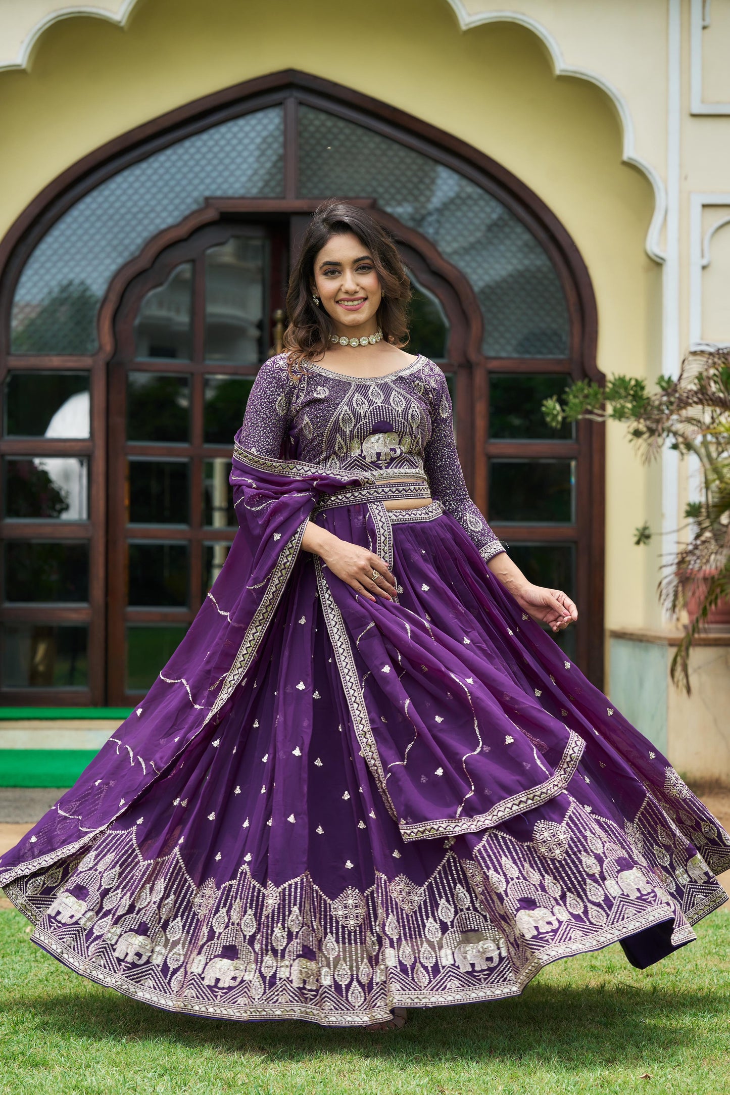 Stunning Sequence Work Pink & Purple Color Lehenga Choli