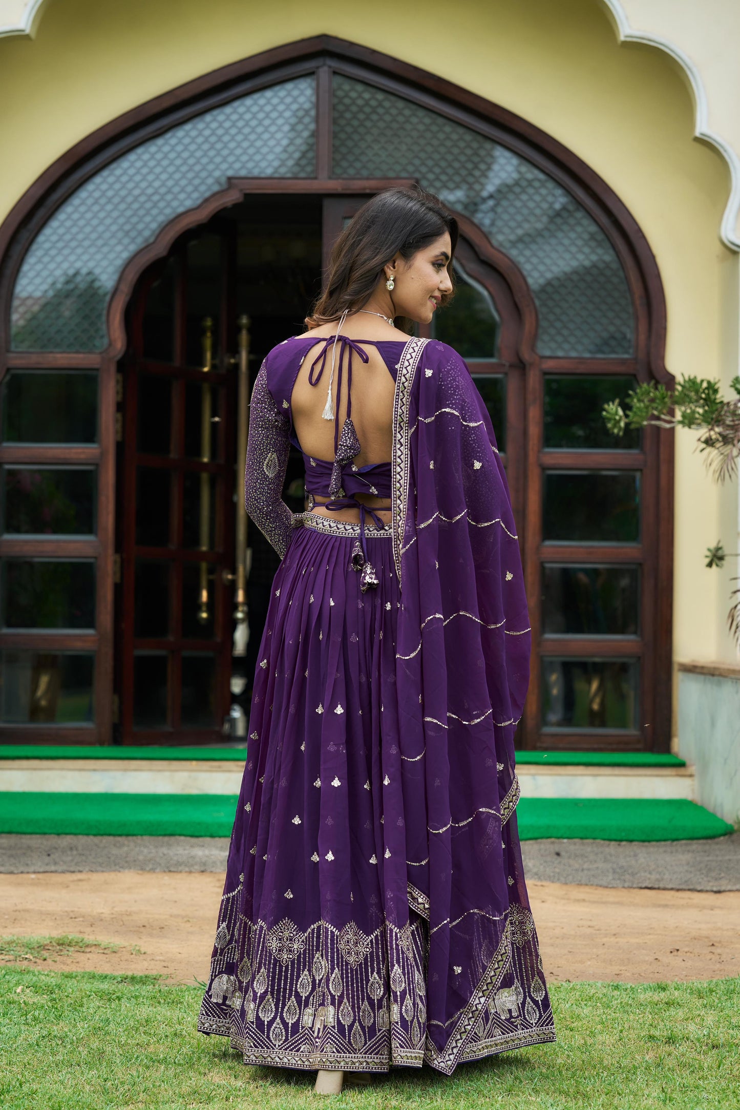 Stunning Sequence Work Pink & Purple Color Lehenga Choli