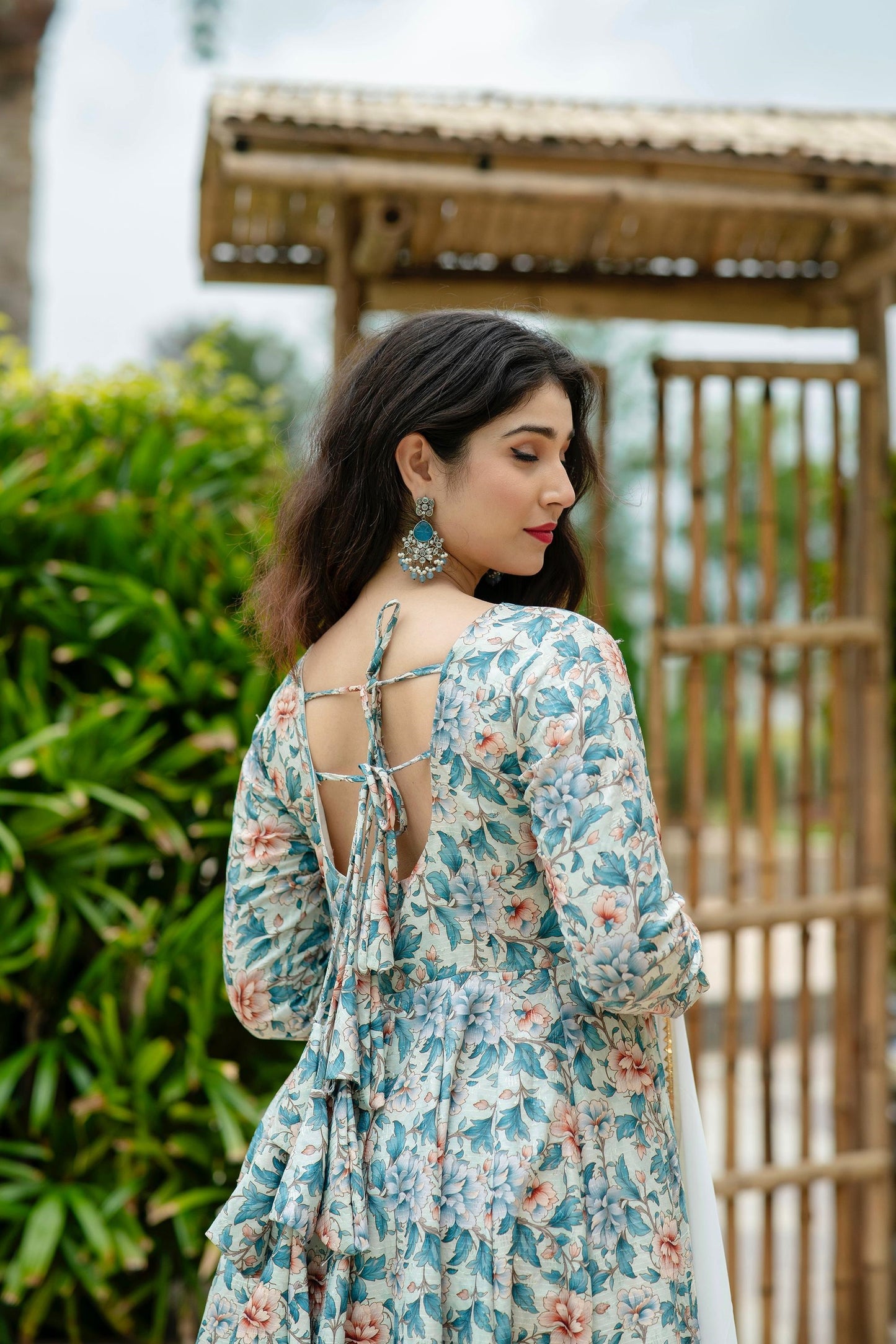 Glorious Sky Blue Color Maslin Anarkali Suit With Dupatta Set TD-6015