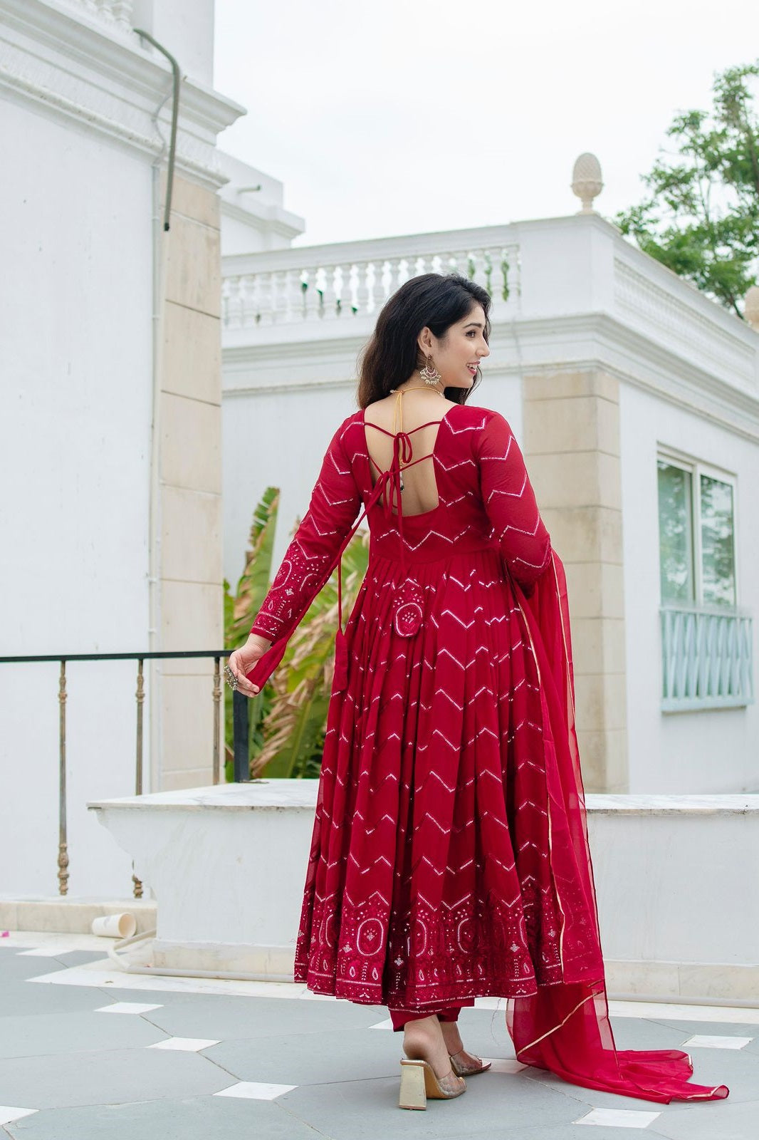 Amazing Georgette Maroon Designer Anarkali Suit TD-6016