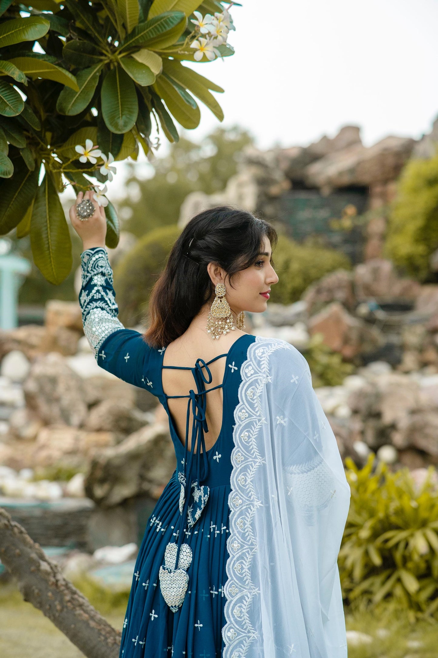 Presenting Georgette Teal Blue Anarkali Suit TD-6018