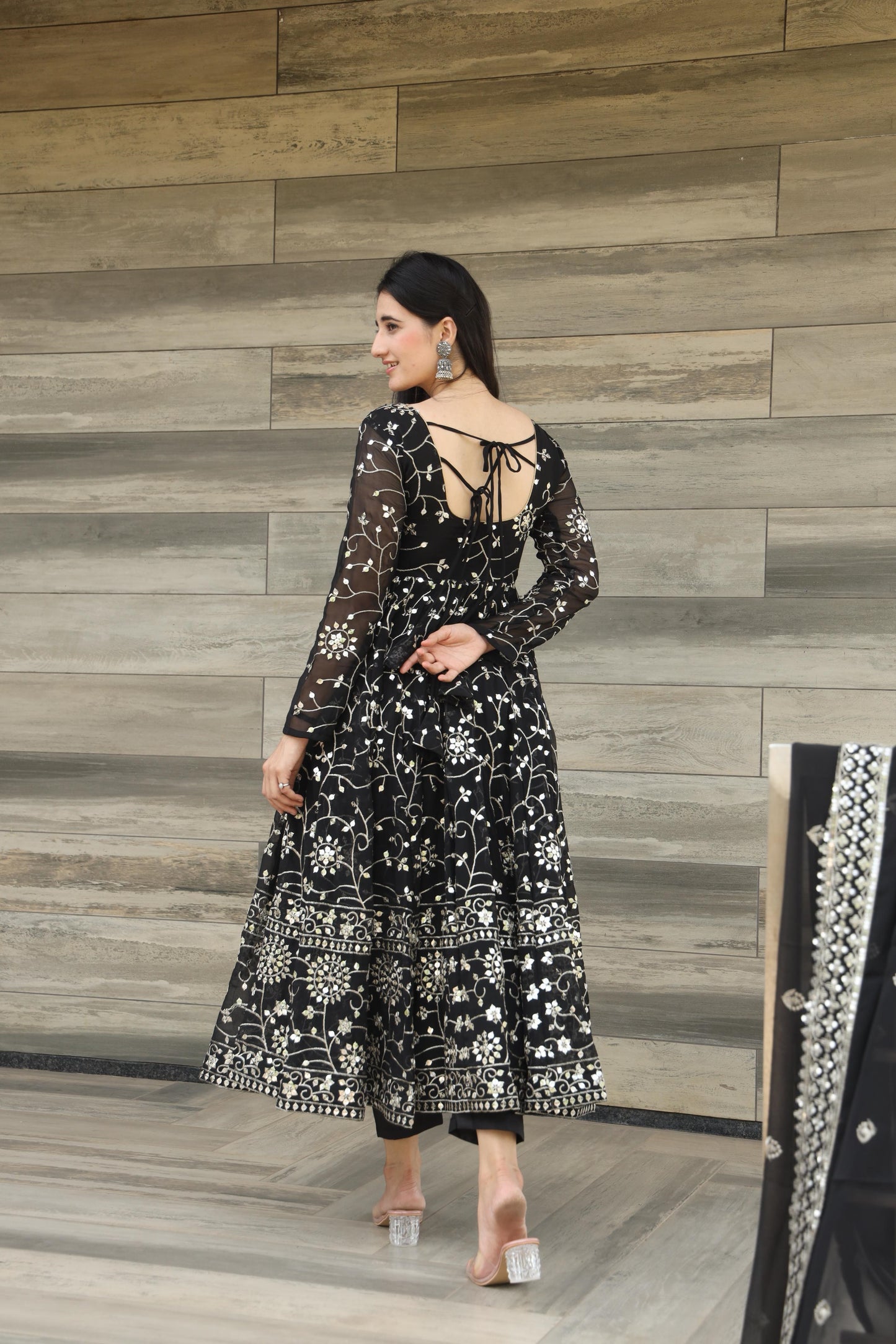 Wonderful Black Color Georgette Anarkali Suit Set TD-6019