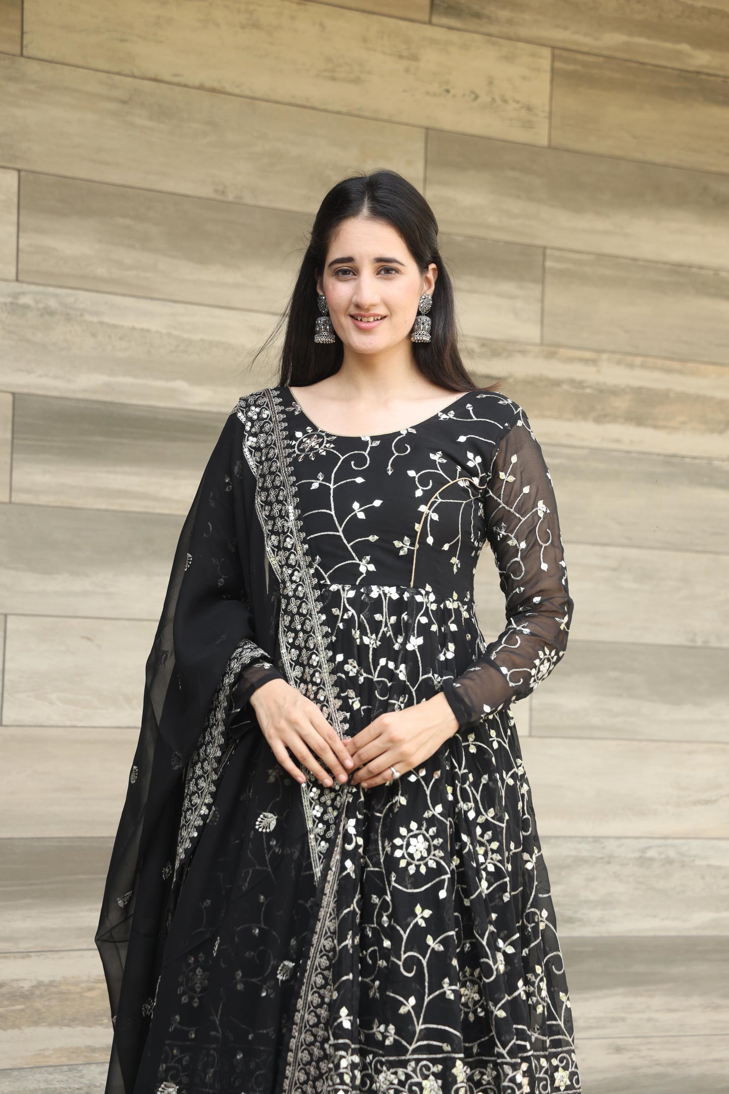 Wonderful Black Color Georgette Anarkali Suit Set TD-6019