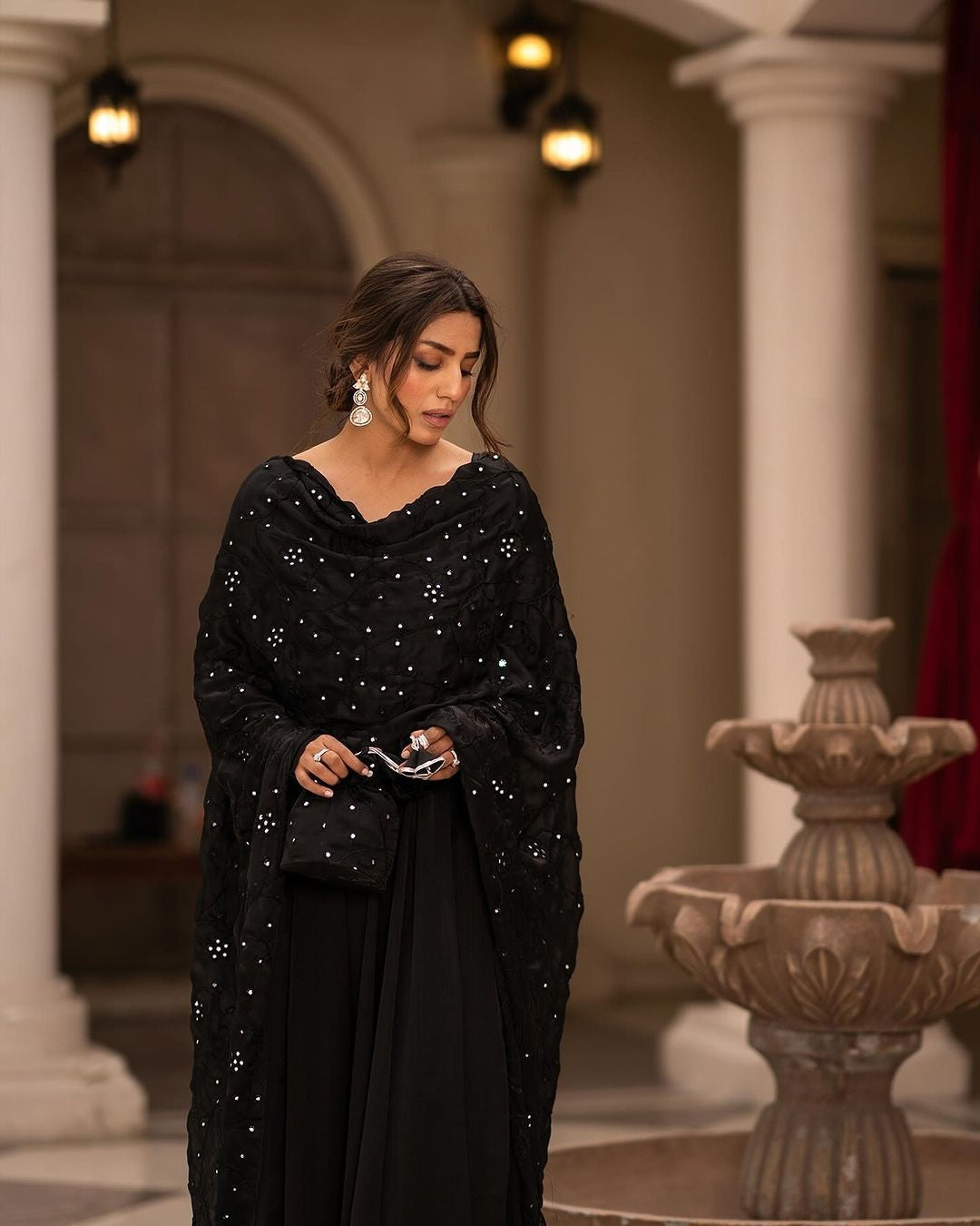 Tranding Black And Red Embroidered Suit Set