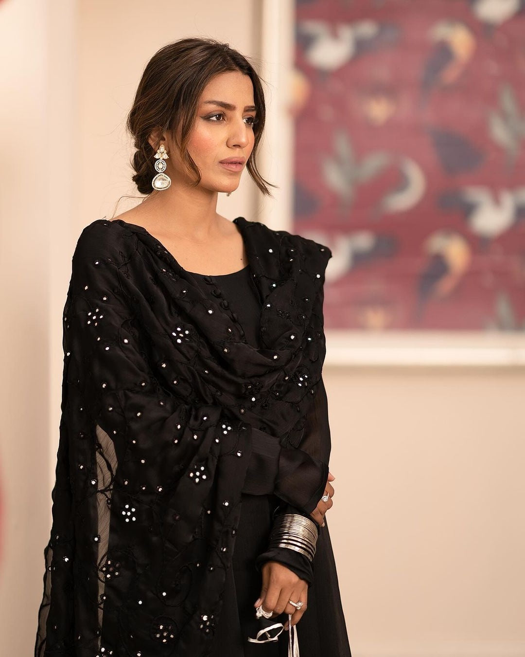 Tranding Black And Red Embroidered Suit Set