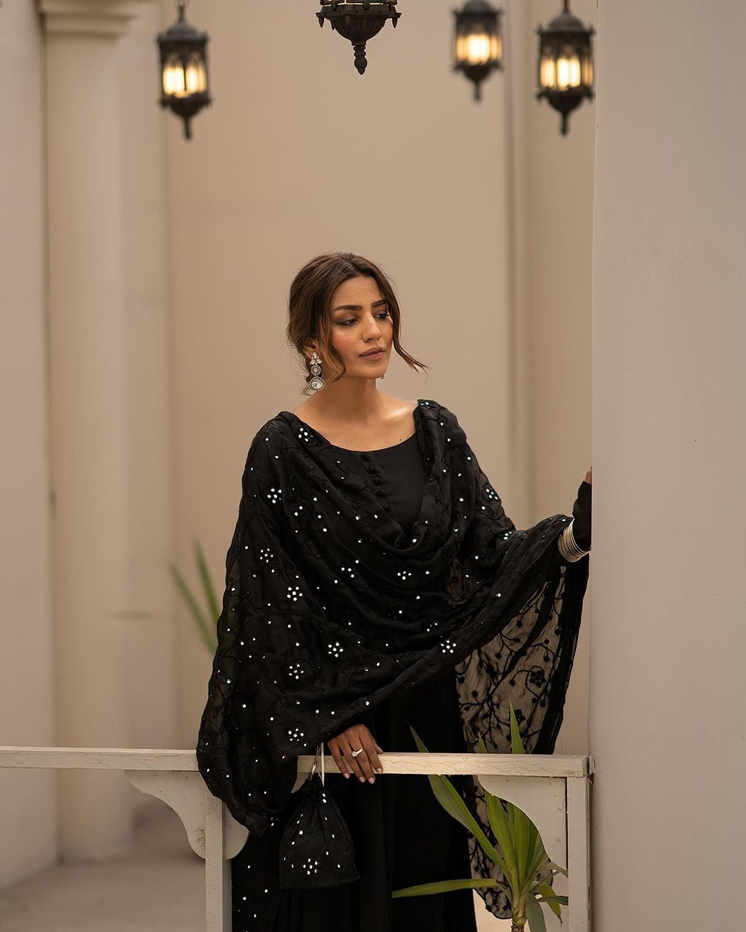 Tranding Black And Red Embroidered Suit Set