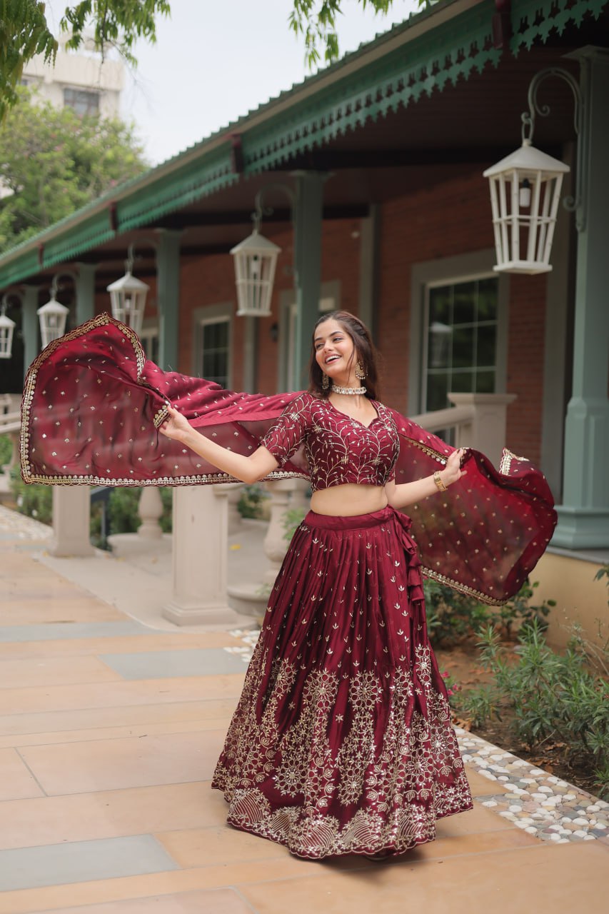 Luxuriant Rangoli Silk Maroon Color Lehenga Choli