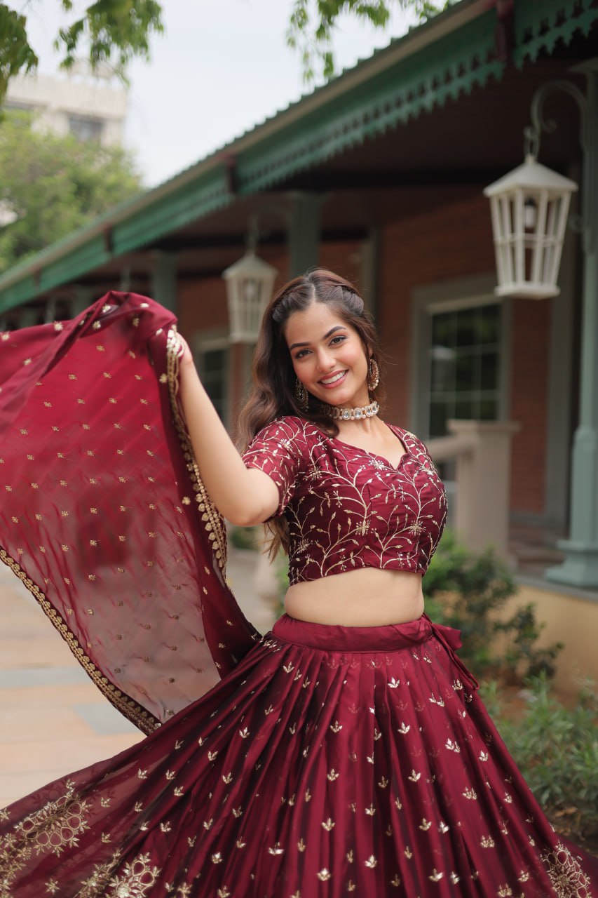 Luxuriant Rangoli Silk Maroon Color Lehenga Choli