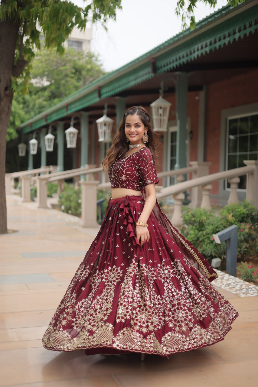 Luxuriant Rangoli Silk Maroon Color Lehenga Choli