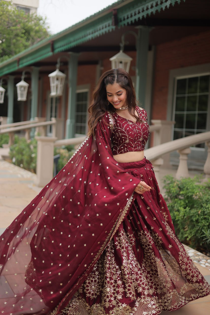 Luxuriant Rangoli Silk Maroon Color Lehenga Choli