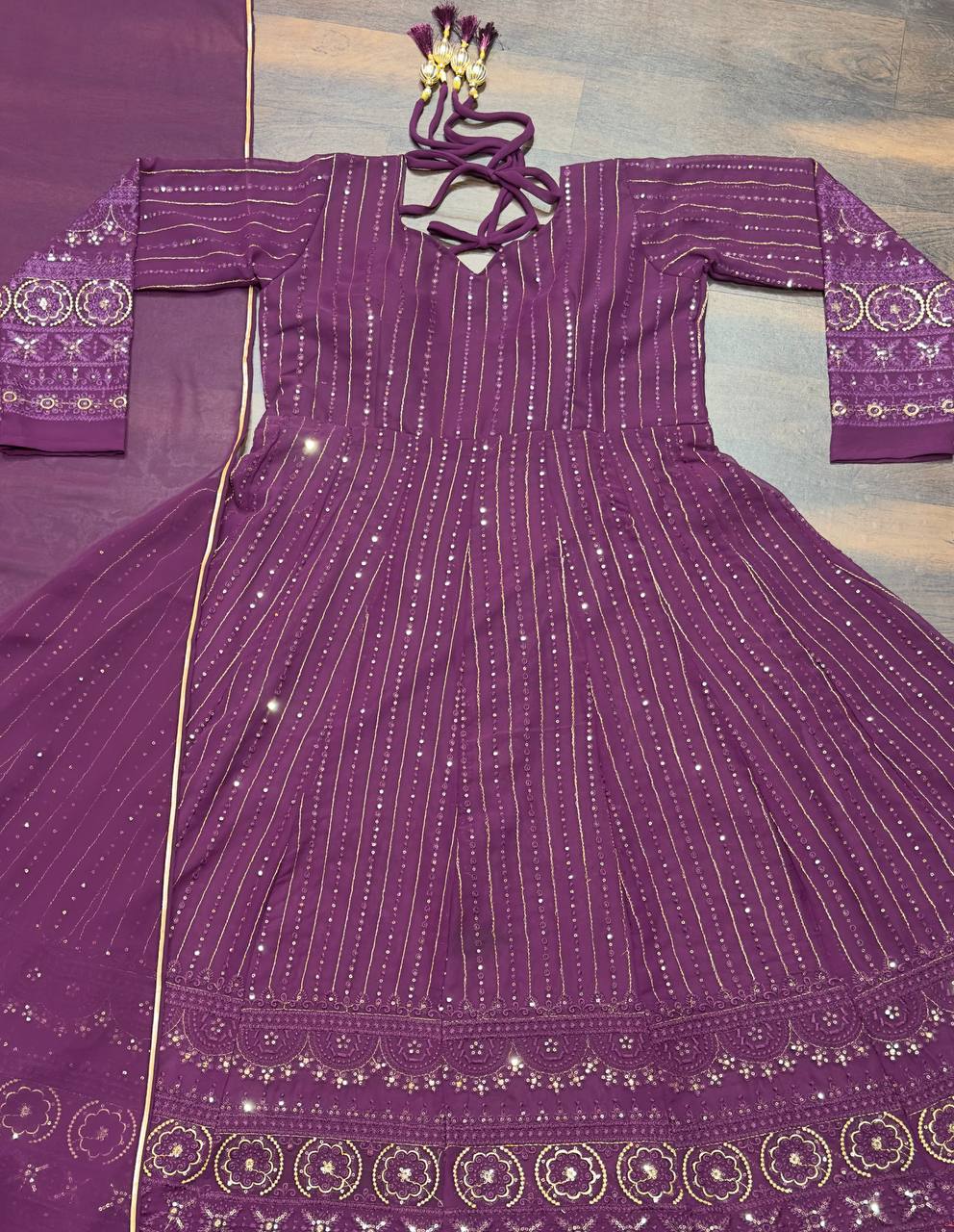Gorgeous Work Wine Color Anarkali Gown