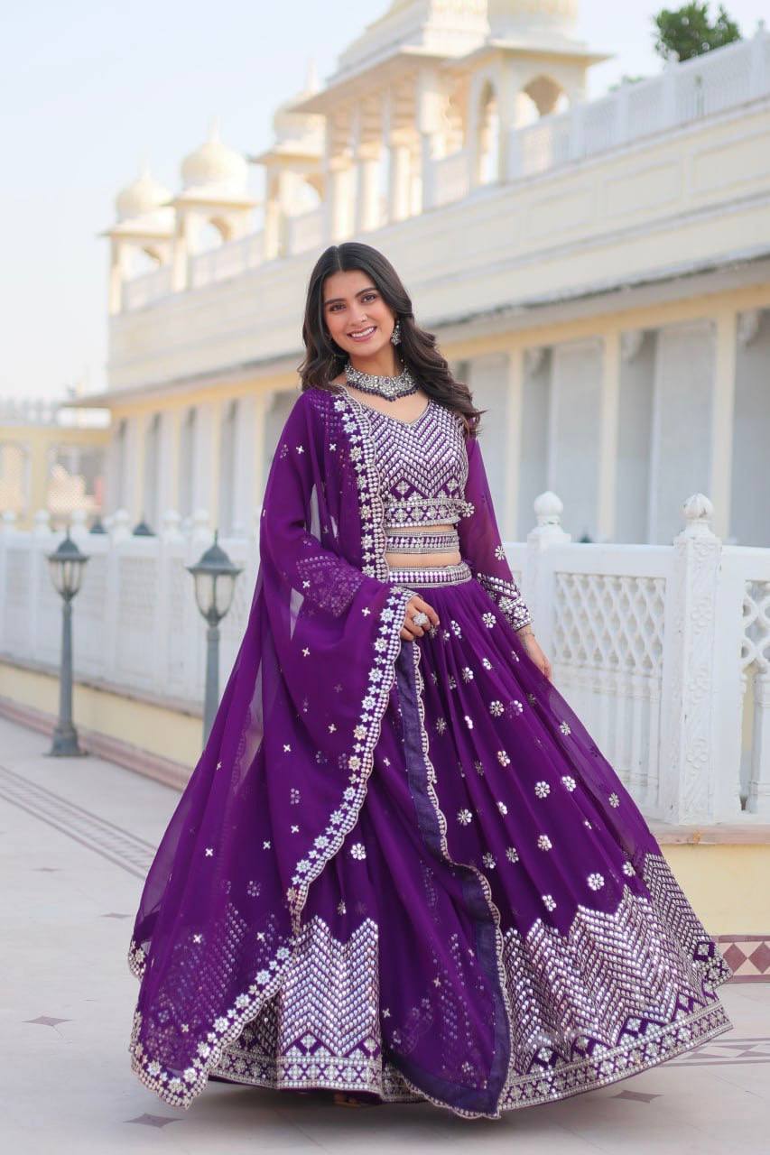 Ravishing 7mm Sequence Purple & Pink Color Lehenga Choli