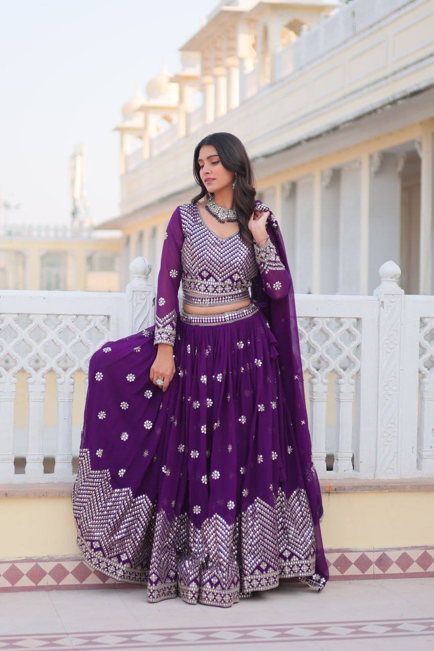 Ravishing 7mm Sequence Purple & Pink Color Lehenga Choli
