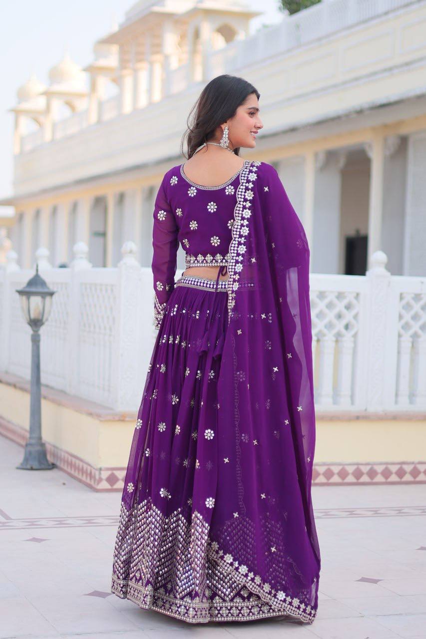 Ravishing 7mm Sequence Purple & Pink Color Lehenga Choli