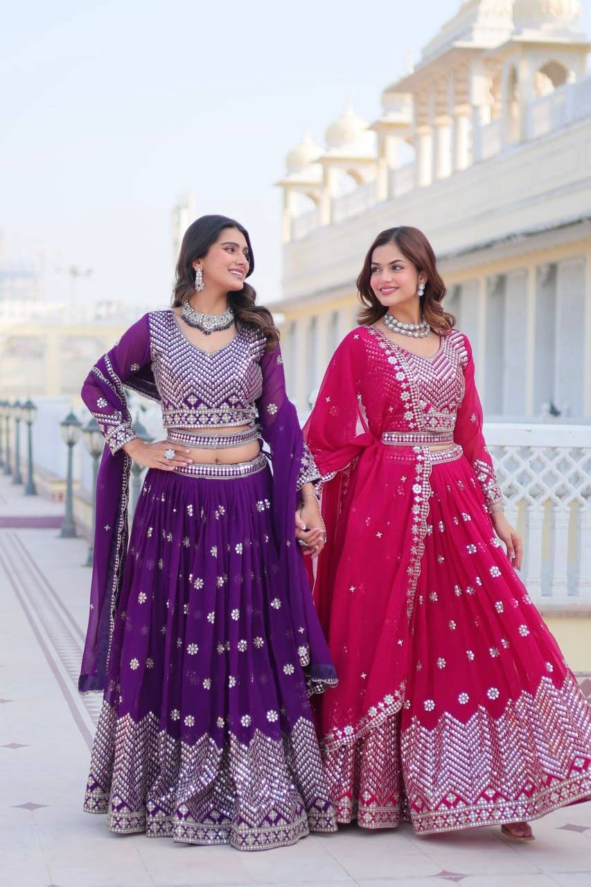 Ravishing 7mm Sequence Purple & Pink Color Lehenga Choli