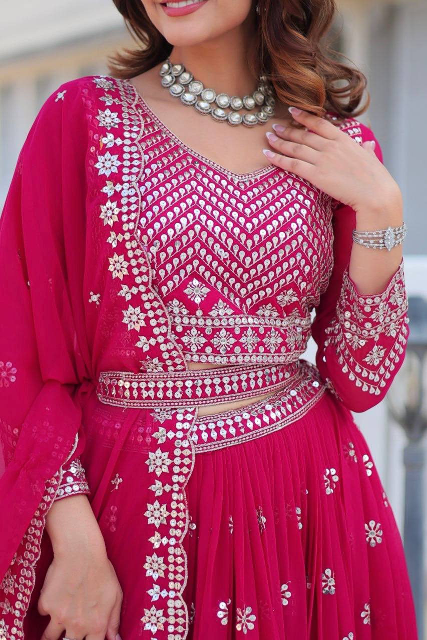 Ravishing 7mm Sequence Purple & Pink Color Lehenga Choli
