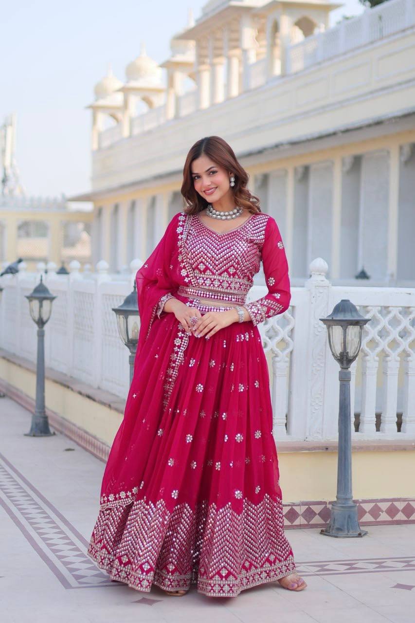 Ravishing 7mm Sequence Purple & Pink Color Lehenga Choli