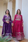 Attractive Pink & Purple Color Georgette Lehenga Choli