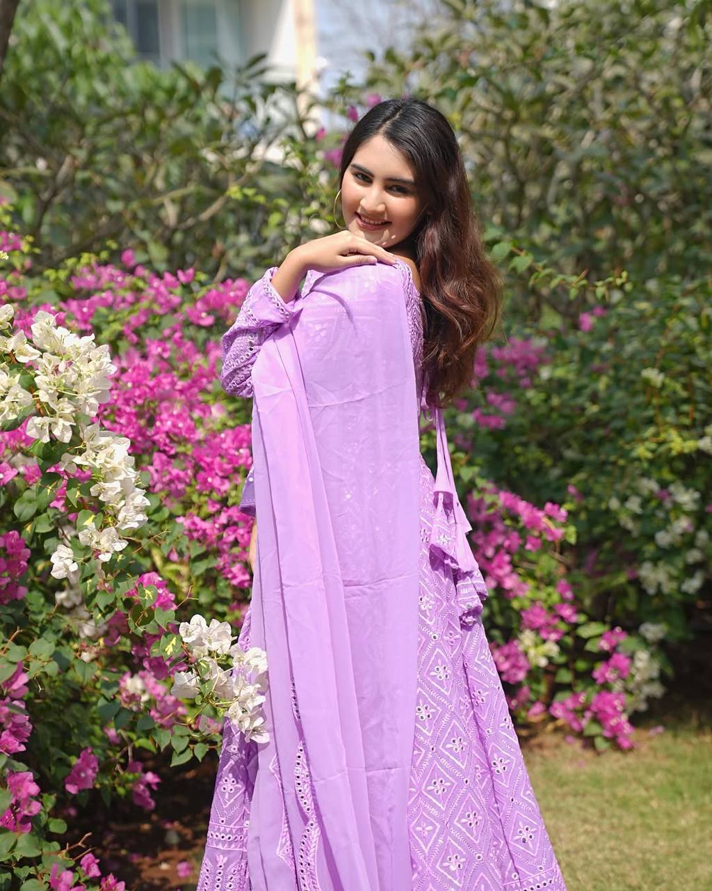 Fabulous Purple Color Embroidered Work Gown TD-6046