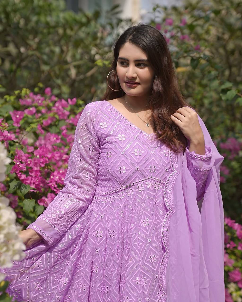 Fabulous Purple Color Embroidered Work Gown TD-6046