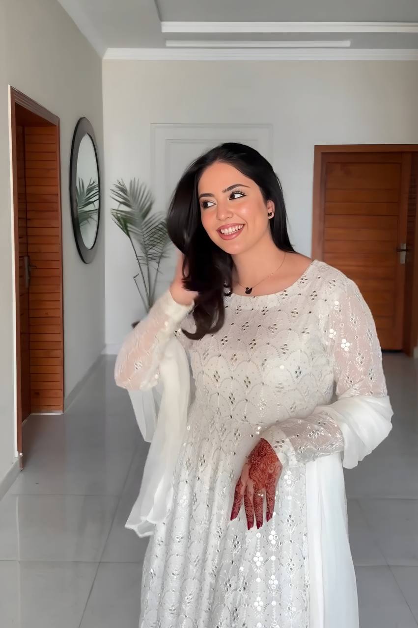 Marvelous Embroidered Work White Color Gown TD-6053