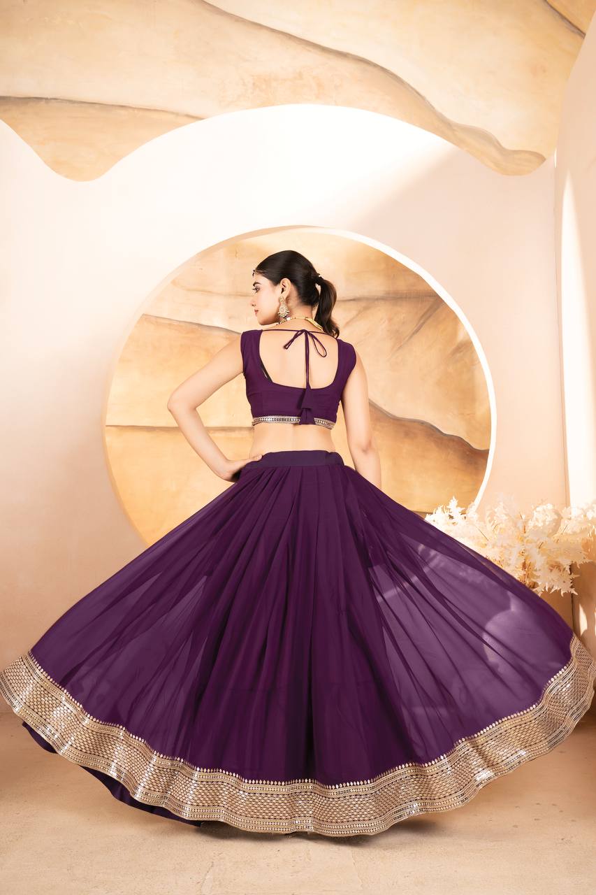Demanding Embroidered Work Maroon, Wine & Pink Color Lehenga Choli TD-6055
