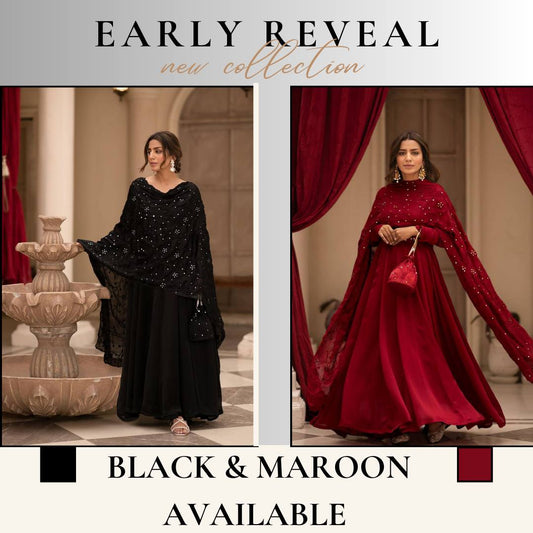 Tranding Black And Red Embroidered Suit Set