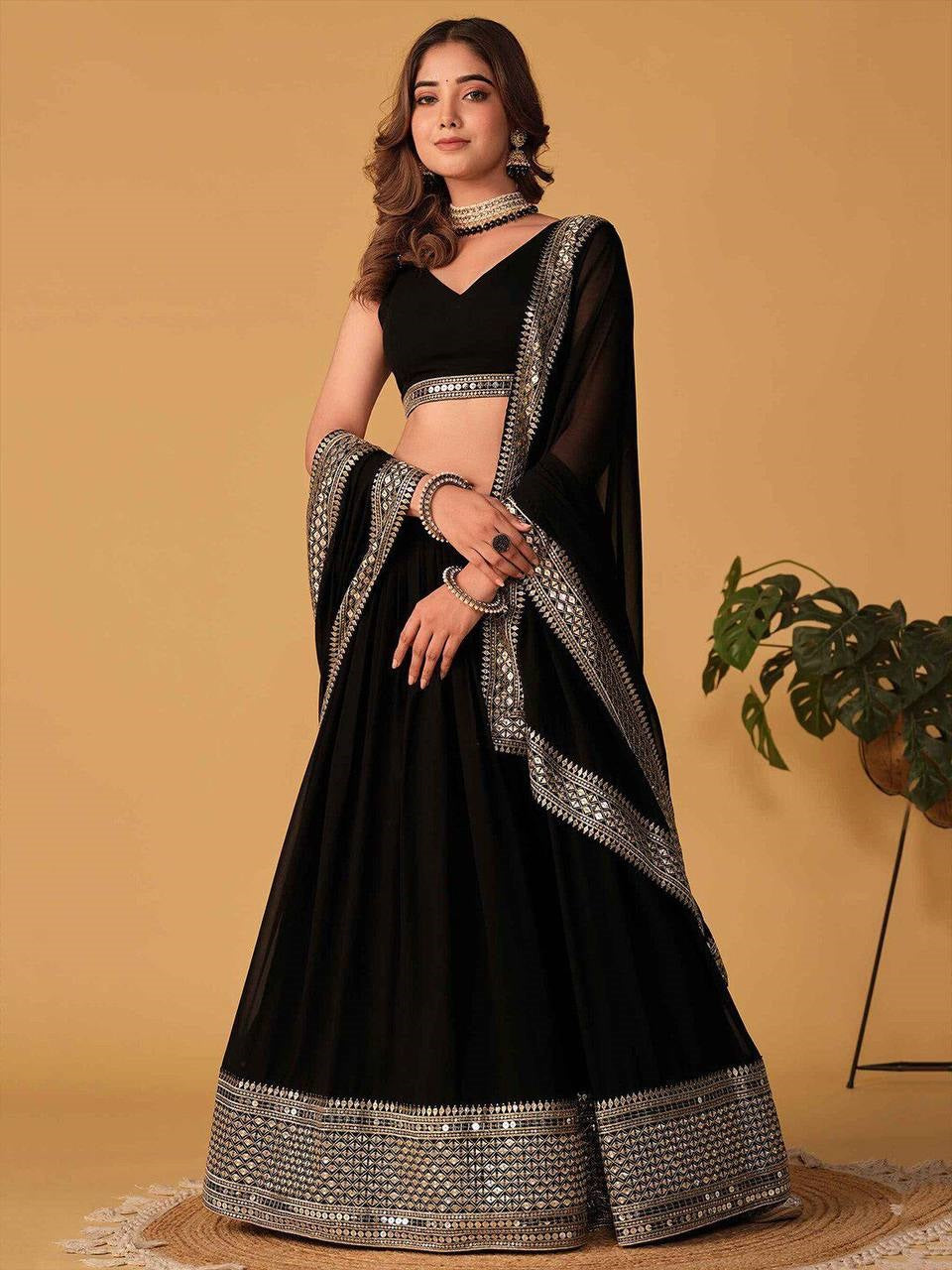 Beautiful Black Color Embroidered Premium Lehenga Choli