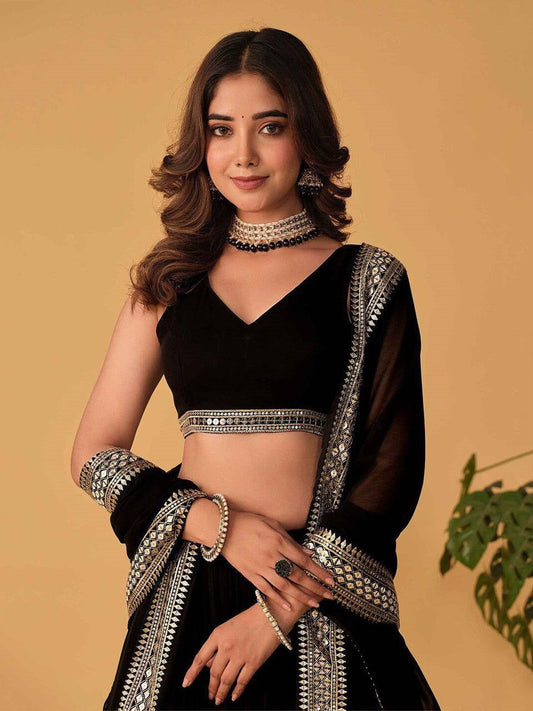 Beautiful Black Color Embroidered Premium Lehenga Choli